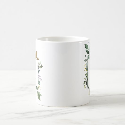 Elegant Botanical Greenery Lijst Monogram Koffiemok (Center)