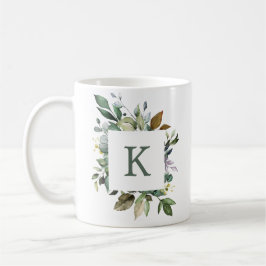 Elegant Botanical Greenery Lijst Monogram Koffiemok