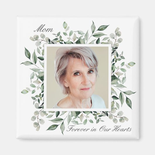 Elegant Botanical Greenery Memorial Foto Magneet (Voorkant)