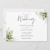 Elegant Botanical Greenery Monogram Wedding Kaart (Voorkant)