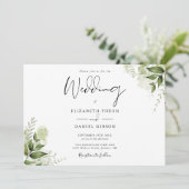 Elegant Botanical Greenery Monogram Wedding Kaart (Staand voorkant)