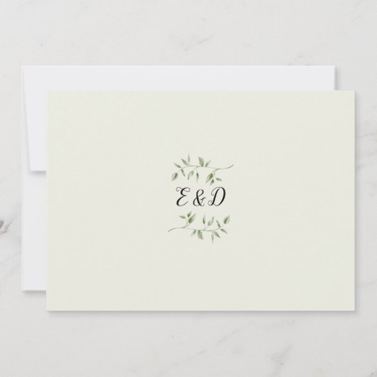 Elegant Botanical Greenery Monogram Wedding Kaart (Achterkant)