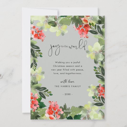 Elegant Botanical Greenery Photo Holiday Card Feestdagenkaart (Achterkant)