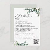 Elegant Botanical Greenery QR Code Wedding Details Informatiekaartje (Voorkant / Achterkant)