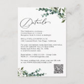 Elegant Botanical Greenery QR Code Wedding Details Informatiekaartje (Voorkant)