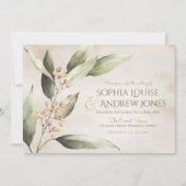 Elegant botanical greenery  rustige bruiloft kaart (Voorkant)