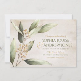 Elegant botanical greenery  rustige bruiloft kaart