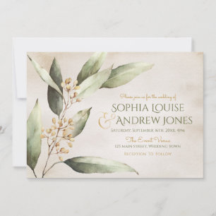 Elegant botanical greenery  rustige bruiloft kaart