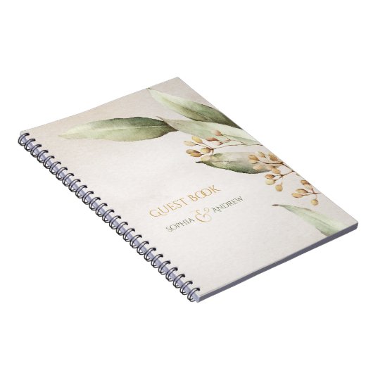 Elegant botanical greenery  rustige bruiloft notitieboek (Rechterzijde)