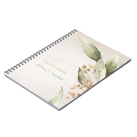 Elegant botanical greenery  rustige bruiloft notitieboek (Linkerzijde)