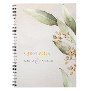 Elegant botanical greenery  rustige bruiloft notitieboek
