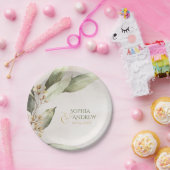 Elegant botanical greenery rustige bruiloft papieren bordje (Feest)