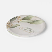 Elegant botanical greenery rustige bruiloft papieren bordje (Gekanteld)
