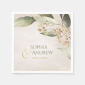 Elegant botanical greenery rustige bruiloft servetten (Voorkant)