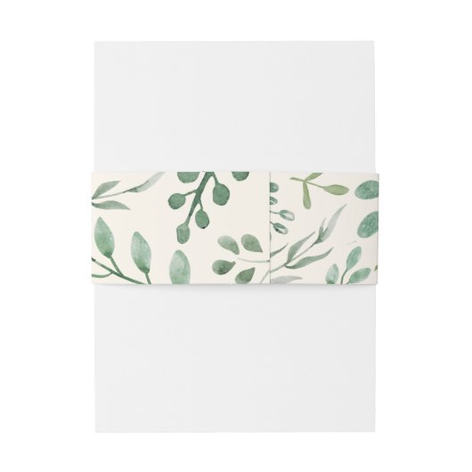 Elegant Botanical Greenery Soft Eggshell Uitnodigingen Wikkel (Achterkant Voorbeeld)