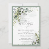 Elegant Botanical Greenery Waterverf Wedding Kaart (Voorkant)
