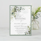Elegant Botanical Greenery Waterverf Wedding Kaart (Staand voorkant)