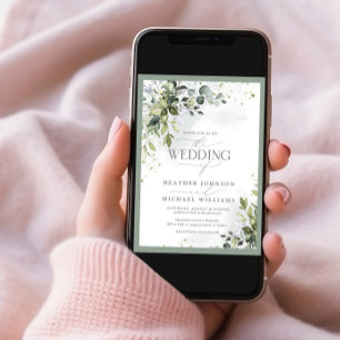 Elegant Botanical Greenery Waterverf Wedding Kaart