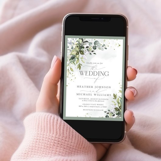 Elegant Botanical Greenery Waterverf Wedding Kaart