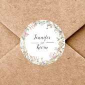 Elegant Botanical Greenery Waterverf Wedding Ronde Sticker