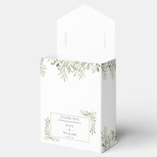 Elegant Botanical Greenery Wedding Bedankdoosjes (Geopend)