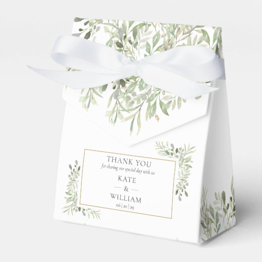Elegant Botanical Greenery Wedding Bedankdoosjes (Voorkant Zijde)