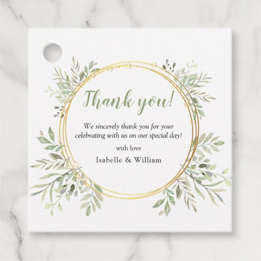 Elegant Botanical Greenery Wedding Bedankjes Labels (Voorkant)