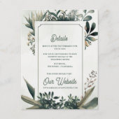 Elegant Botanical Greenery Wedding Details Informatiekaartje (Voorkant)