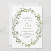 Elegant Botanical Greenery Wedding Kaart (Voorkant)