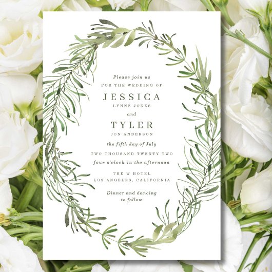 Elegant Botanical Greenery Wedding Kaart