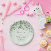 Elegant Botanical Greenery Wedding Papieren Bordje (Feest)