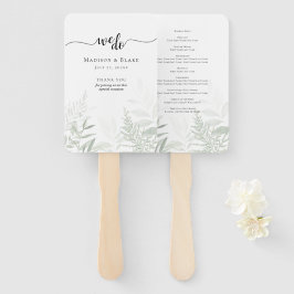 Elegant Botanical Greenery Wedding Programme Handwaaier