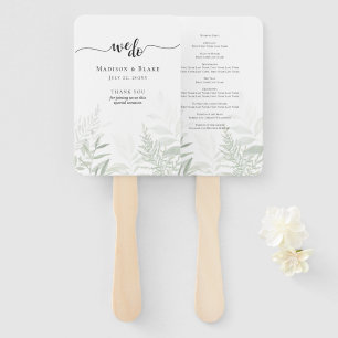 Elegant Botanical Greenery Wedding Programme Handwaaier