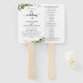 Elegant Botanical Greenery Wedding Programme Handwaaier (Voorkant en achterkant)