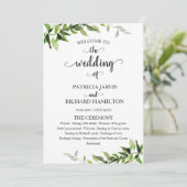 Elegant Botanical Greenery Wedding Programme Programmakaart (Staand voorkant)