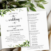 Elegant Botanical Greenery Wedding Programme Programmakaart