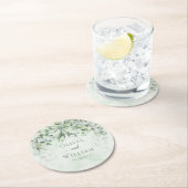 Elegant Botanical Greenery Wedding Ronde Kartonnen Onderzetter (Insitu)