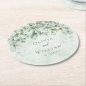 Elegant Botanical Greenery Wedding Ronde Kartonnen Onderzetter (Gebogen)