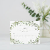 Elegant Botanical Greenery Wedding RSVP Kaartje (Staand voorkant)