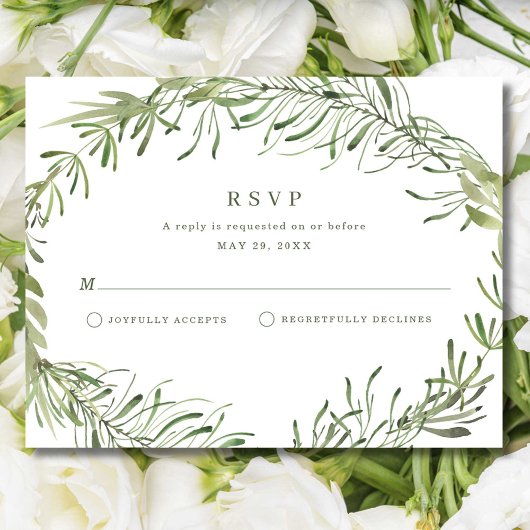 Elegant Botanical Greenery Wedding RSVP Kaartje
