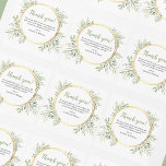Elegant Botanical Greenery Wedding Vierkante Sticker<br><div class="desc">Deze bruiloft stickers, hebben een klassieke witte achtergrond met een luxe gouden krans versierd met delicate waterverf groen gebladerte en een mooie bruiloft dank u sjabloon die gemakkelijk kan worden aangepast. Ze zullen zeker een vleugje romance en verfijning toevoegen aan uw speciale dag. Ontworpen om te passen aan het botanische...</div>