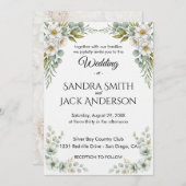 Elegant Botanical Greenery & White Floral Wedding Kaart (Voorkant / Achterkant)