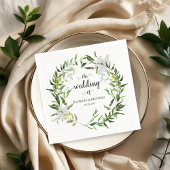 Elegant Botanical Greenery Wreath Wedding Servet