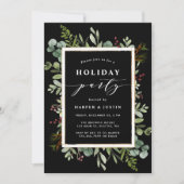 Elegant Botanical Holiday Party Black Kaart (Voorkant)