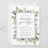 Elegant Botanical Holiday Party Green Flat Kaart (Voorkant)
