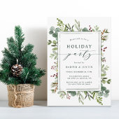 Elegant Botanical Holiday Party Green Flat Kaart
