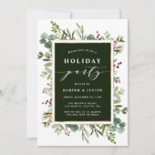 Elegant Botanical Holiday Party Green Kaart (Voorkant)