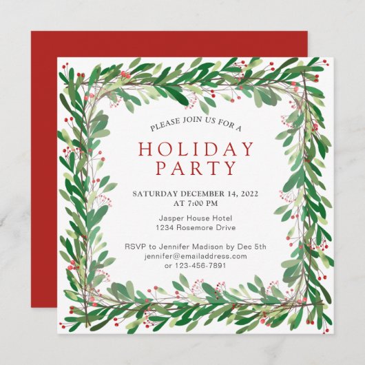 Elegant Botanical Holiday Party Kaart (Voorkant / Achterkant)