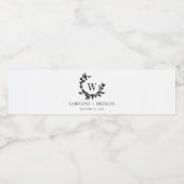 Elegant Botanical Initiaal Monogram Weddenschap Wa Waterfles Etiket (Enkel label)