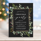 Elegant Botanical Kerstfeest Black Kaart